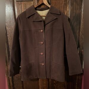 Vintage 100% Vinyl Suede Jacket with Leather covered Buttons. Very Unique!